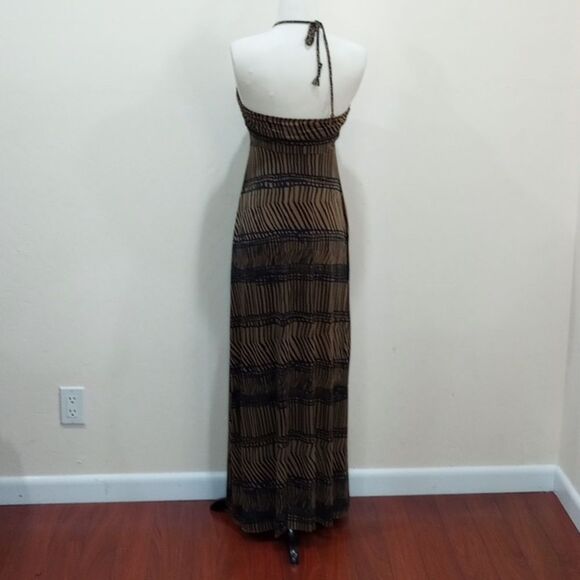T-Bags Los Angeles Braided Halter Tiger Stripe Maxi Dress - Size S - Picture 6 of 12